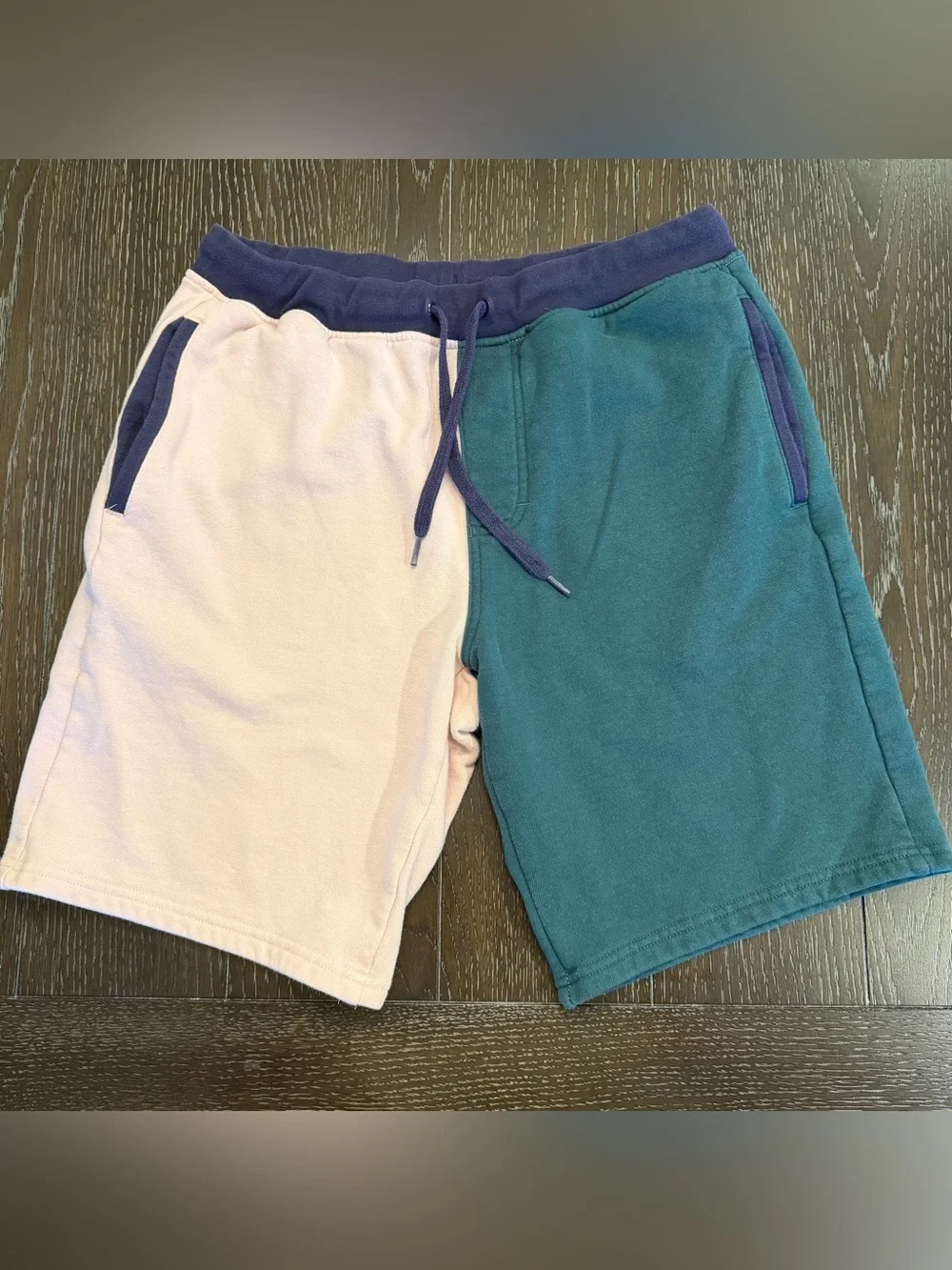 Empyre Men’s Green Pink & Navy Color Block Drawstring Shorts Sz Small Y2K